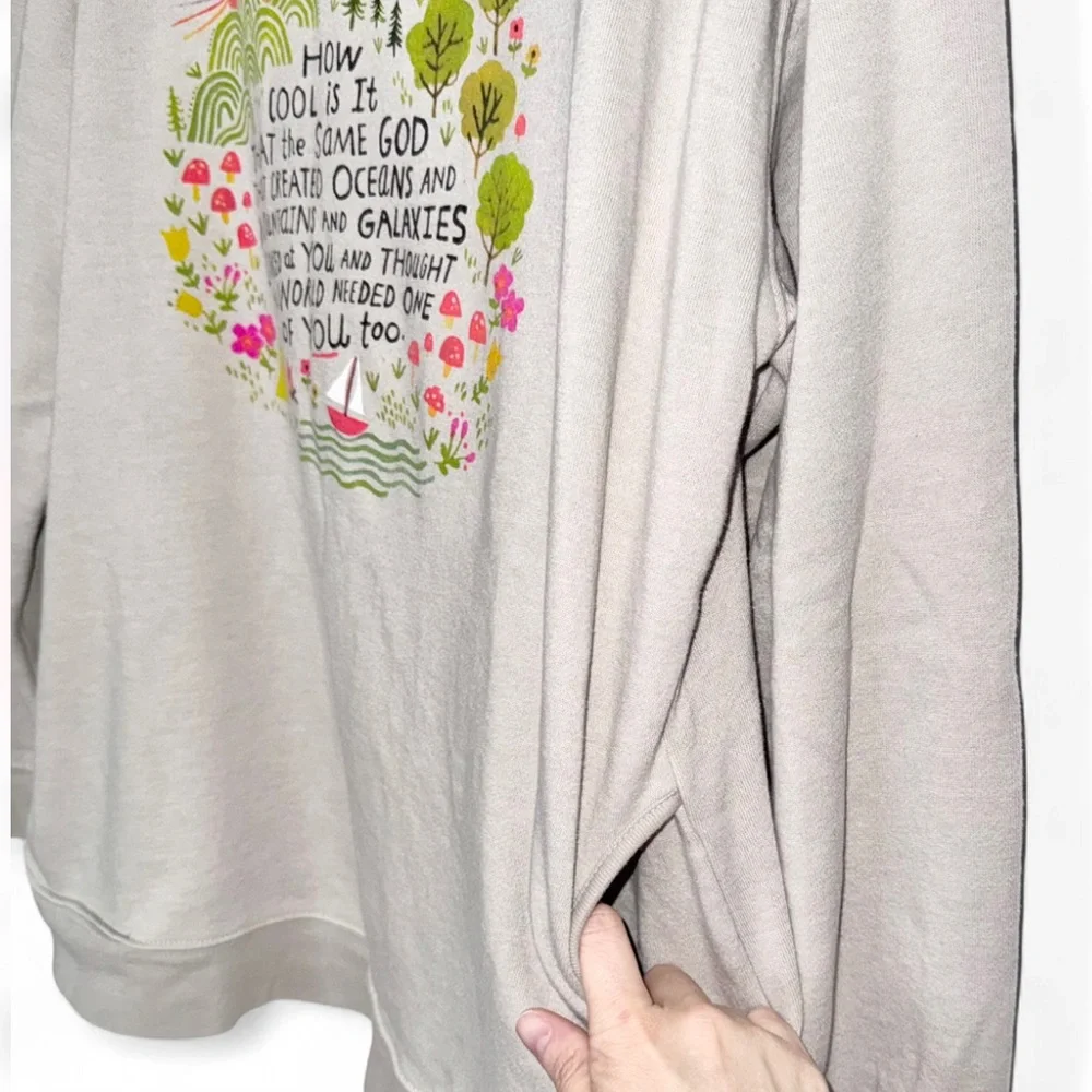 Natural Life Christian Graphic Sweatshirt Womens Small Boho Faith Cozy Pockets - Picture 5 of 6